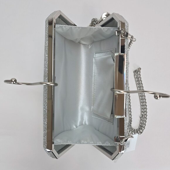 Nina Bellaria Geometric Minaudiere Bag / Clutch with Tassle - Silver - Picture 8 of 8